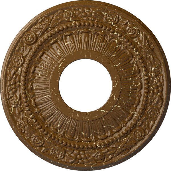 Ekena Millwork Nadia Ceiling Medallion (Canopies up to 4 7/8"), 12 1/8"OD x 3 5/8"ID x 7/8"P, Smokey Topaz Crackle CM12NASTC - main